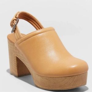 Tan Platform Clog Heels